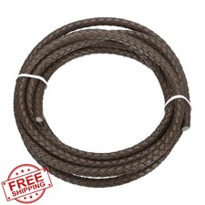 MECCANIXITY 2.2yd Bolo Leather Cord 6mm Round Braided Dark Brown for Jewelry