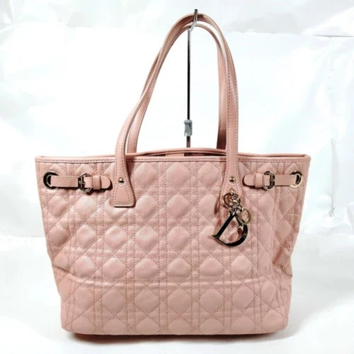 Sac fourre tout Christian Dior en toile enduite rose 500 031725
