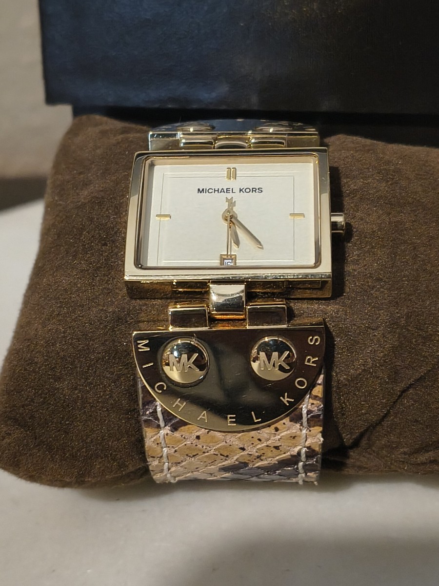 MICHAEL KORS MK 2236 WOMENS GOLD TONE RECTANGULAR WATCH BROWN LEATHER WRAP STRAP Michael Kors Women main image 4
