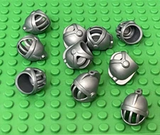 Lego 10 Castle Mini Figure Flat Silver Tournament Helmet with Fixed Face Grille