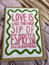 Love is a łyk espresso plakat z nadrukiem kawy