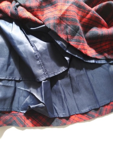 PPLA Plaid Skirt Flannel SZ S Red Navy Pockets Nari Woven Cranberry - Picture 7 of 9