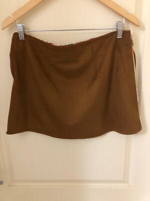 Women Lg Fur-Lined Jacket, Skirt Brown Faux Suede Aztec Women Lg Fur-Lined Jacket, Skirt Brown Faux Suede Aztec