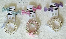 Girls Charming Jewelry Set Bracelet - Heart Earrings - Hair Bows Set 5
