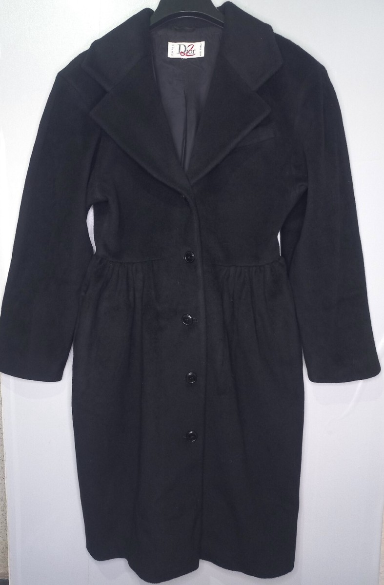 Vintage Christian Dior Cashmere Wool Black Women's Coat gruppo gft