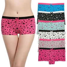 6 Pcs Lot  Womens Sexy Cotton Boyshorts Panties Star Boxer Briefs Underwear,S M