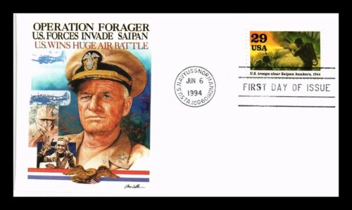US COVER WWII FORCES INVADE SAIPAN OPERATION FORAGER 50TH ANNIVERSARY FDC - Picture 1 of 2