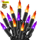 TW SHINE Purple and Orange Halloween Lights, 20FT 100 Count Incandescent Hallowe