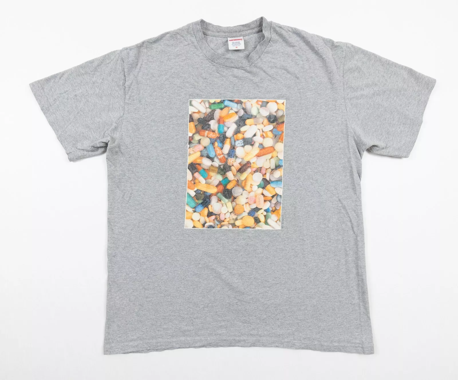 Supreme Chemise Homme Gris Moyen Streetwear Skateboard Pilule Tee Graphique Crewneck