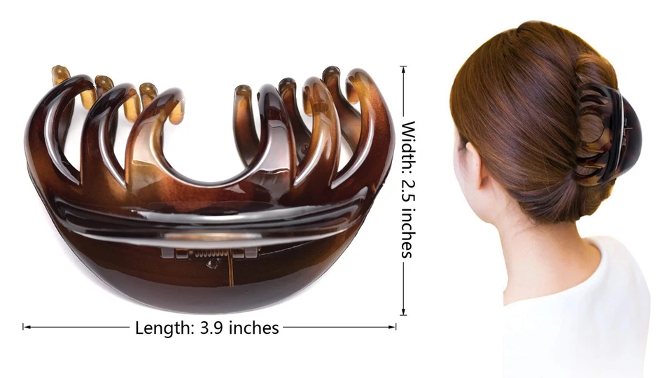 Garra de pelo de 4 pulgadas para mujer, bonito clip, agarre para cabello grueso, café Foto 3 de 4