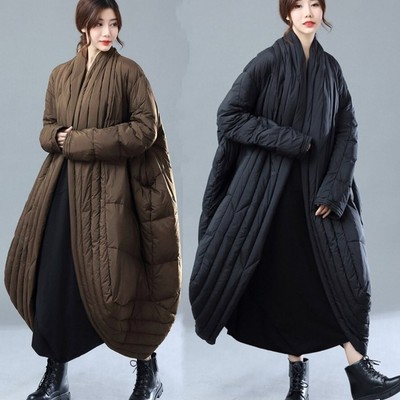 Fashion Winter Oversize Warm Duck Down Coat Long Down Jacket Parka Cape Overcoat