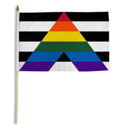 1 Dozen GSA Ally Flags 12x18in Stick Flag Gay Straight Ally Flag