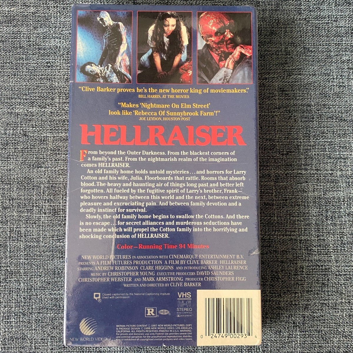 Hellraiser VHS NEW WORLD VID Clive Barker Horror 1987 GRAIL