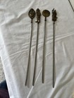 Vintage Turkish Stainless Steel Brass Shish Kabob Lamb BBQ Skewers Lot, Antique  — photo 2