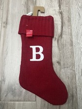 Target Wondershop Red Monogram Knit Christmas Stocking Initial "B  B Red Lined