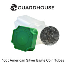 10 Green top Guard House American Silver Eagle Coin Tubes Unbreakable