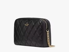 Kate Spade Black Mini Camera Smooth Quilted Leather Crossbody Carey Bag KG425