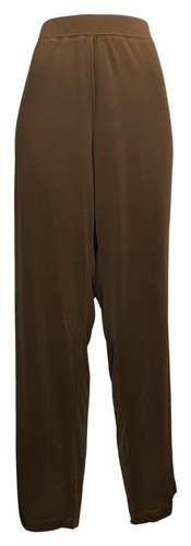 Susan Graver Women's Plus Sz Pants 1X Liquid Knit Straight Leg Brown