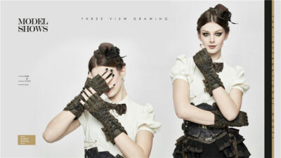 Women Steampunk Glovers Punk Vintage Cotton Fingerless Zipper Motorcycle Gloves