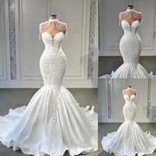 Mermaid Wedding Dress Off the Shoulder Sweetheart Beading Pearl Lace Bridal Gown