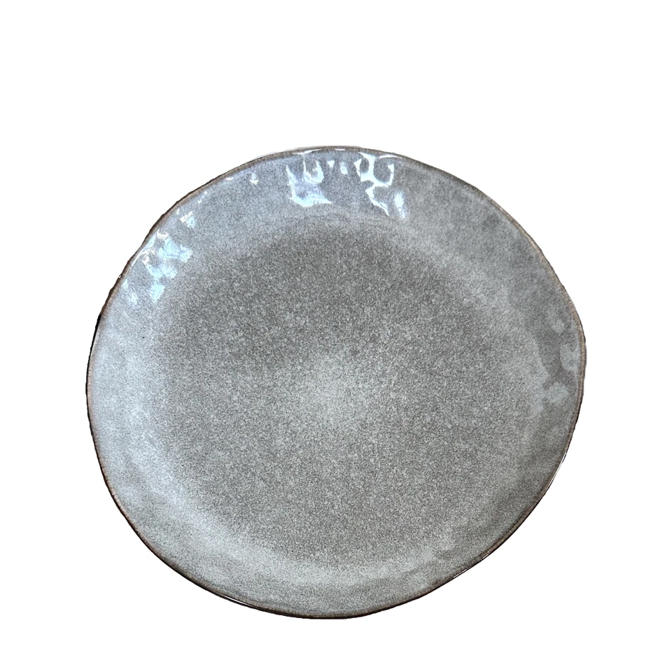 Juego de platos de ensalada de porcelana moteada gris y negro esmaltado asimétrico de 9"/2 modernos Foto 4 de 4