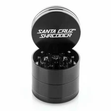 Small 1.6" Santa Cruz Shredder Aluminum Herb Grinder 4 Piece Grip Black