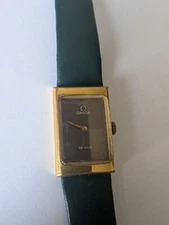 Women's Vintage Omega De Ville Gold Capped Rectangular Leather Watch