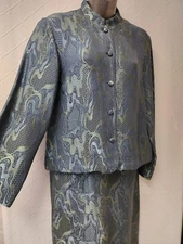 Citron Santa Monica S Two Piece Asian Inspired Silk Blend Jacket And Skirt