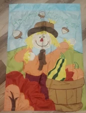 Scarecrow Garden Flag Happy Harvest Time Decorative Outdoor Flag Farm Acorn Fall