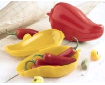 Tupperware Vegetable Red & Yellow Chili Pepper Set of 2 New Forget Me Not Set
