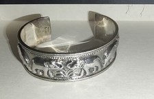 925 Sterling silver 8" Bracelet Cuff with Elephant's    C120 