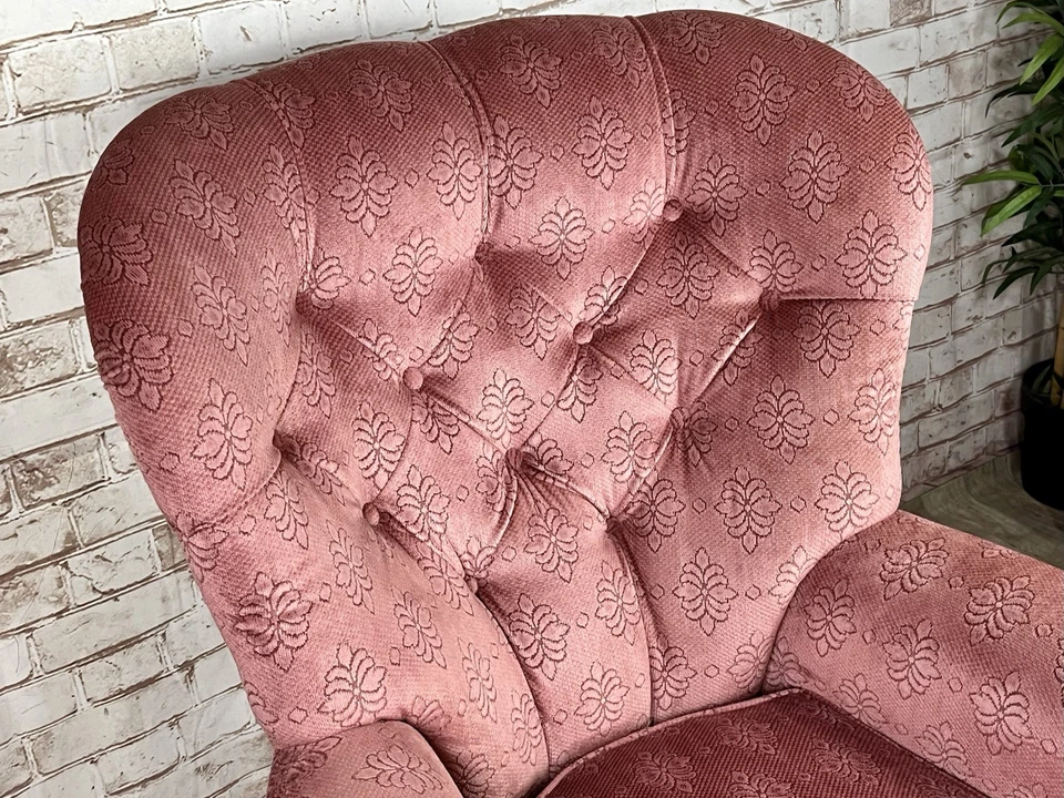 Vintage GREENSMITH RELAXA MINOR ROCKER CHAIR Pink Floral 1990s Retro Armchair - Image 4 of 4
