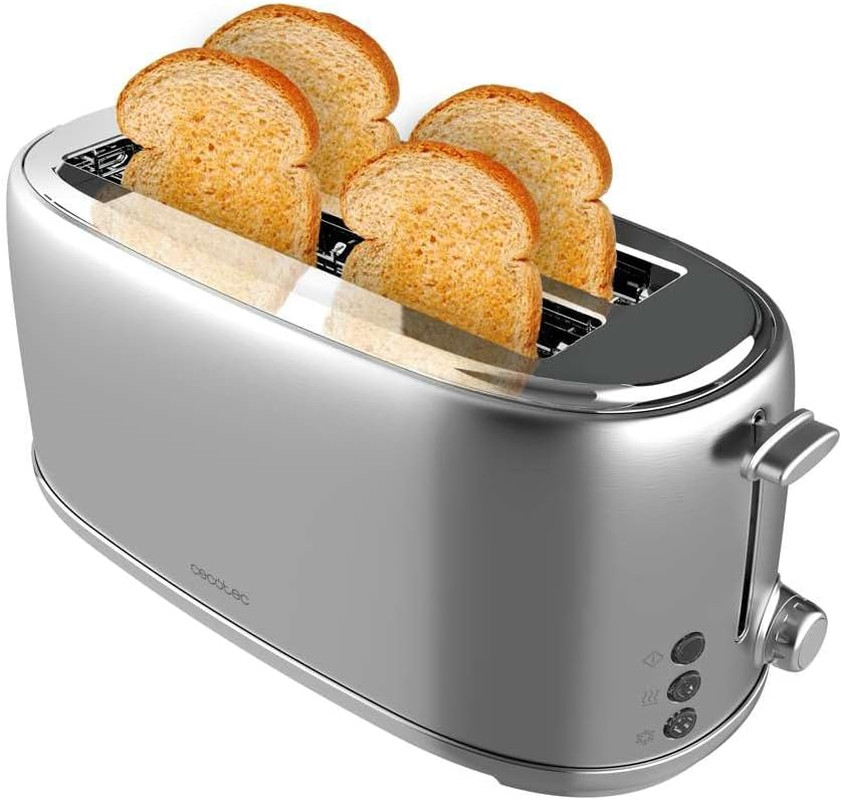 Cecotec Retro Toaster 4 Scheiben Edelstahl, 1630 W