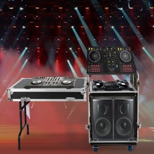 12U Sound Box 12U PA Rack/Road Case Top DJ Table Top 2 Layers Studio w/ Casters