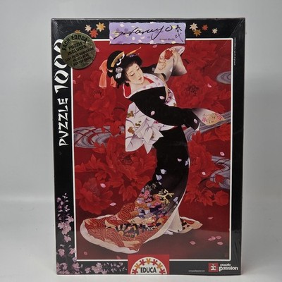 Puzzle Passion Educa 1000 Piece Haruyo Morita 14473 Geisha Brand New Black Red