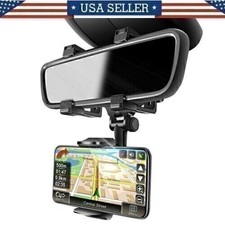 360 Adjustable Car Rearview Mirror Phone Holder Mount Bracket Clip Clamp Stand