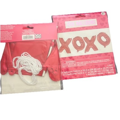 XOXO Foil Balloons Kit | 2 PACKS LOT | 8 X Balloons, Inflation Straw / String