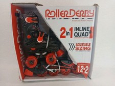 NEW Roller Derby Black/Red Kids' Adjustable Size Inline-Quad Combo Skates 12-2