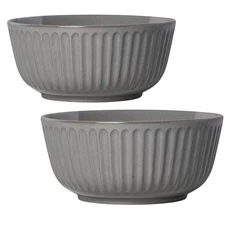 2-PK Fluted Stoneware Serve Bowls Gray Hearth & Hand with Magnolia, Large 9.75"D