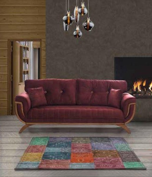Luxus Dreisitzer Moderne Couch MöBel Rote Couchen Sofas Stoff Textil Polster-image