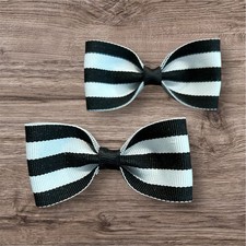 New Handmade Black white Striped Bow Small St...