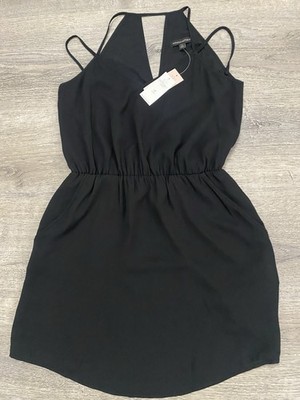 Banana Republic Juniors Mini Dress Black Halter Straps Elastic Waist Size 2P New