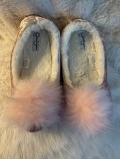 JESSICA SIMPSON ROSA SAMT HAUSSCHUHE MIT ROSA KUNSTFELL PUFF MEDIUM