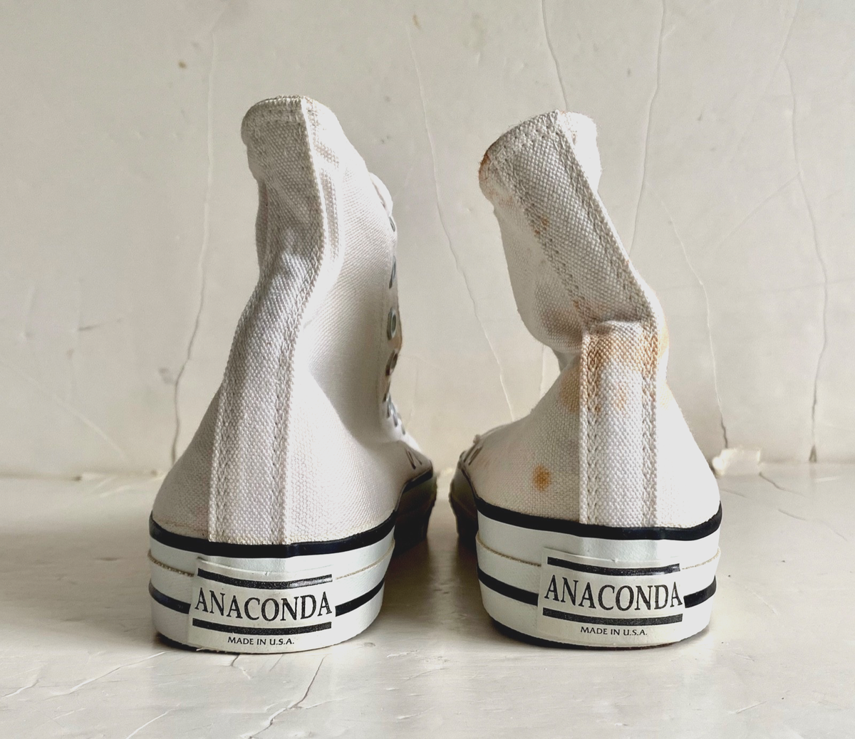 Vintage Anaconda Sports Shoes White Canvas Hi Top Converse