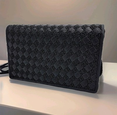 Vtg 80s Carolyne Barton Bag Black Velvet Quilted Evening Clutch Shoulder Purse