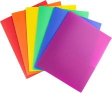 Plastic 2-Pocket Folders, 8.5X11, Assorted, 6 Pack, Poly
