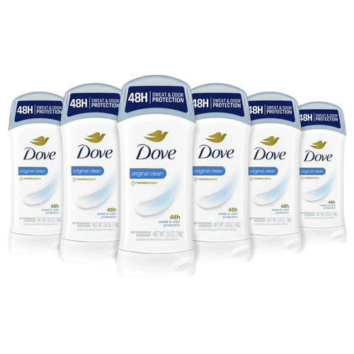 6X Dove Solid Antiperspirant Deodorant Women Original Clean 2.6 Oz Exp:7-26+