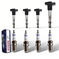 4x Z&uuml;ndspule + 4x BOSCH Z&uuml;ndkerzen f&uuml;r Audi A3 A4 TT VW Golf 4 Passat Skoda 1.8T
