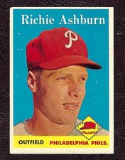 1958 Topps Baseball Card #230 Richie Ashburn, Philadelphia Phillies, HOF, EX!
