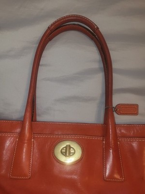 Vintage Coach Hamptons Madeline Leather Tote Satchel Turnlock